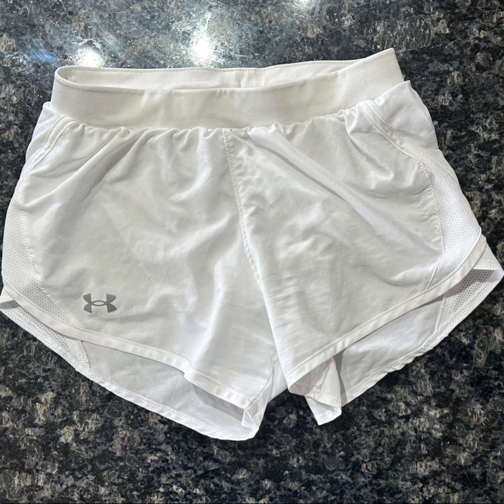 Under Armour White Women's Athletic Shorts with Logo